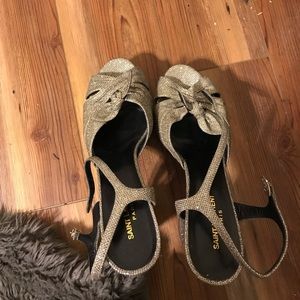 Ysl shoes size 42 silver platforms